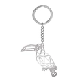 Portachiavi minimalista in acciaio inox argento con ciondolo a forma di tucano geometrico - Color Acciaio