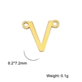 Pendentif lettre V doré en acier inoxydable à double trou pour création bijoux - Or-V