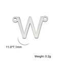 Pendentif lettre W en acier inoxydable poli, fini argenté, taille 11,0x7,1 mm - Couleur Acier-W