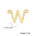 Pendentif lettre 'W' en acier inoxydable 304 doré avec deux trous, 11,0x7,1 mm - Or-W
