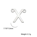 Pendentif lettre X en acier inoxydable avec double trou en finition argentée, 7,75x7,0mm - Couleur Acier-X