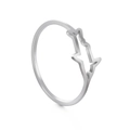 Minimalist silver-toned stainless steel shark outline ring with a polished finish - 7 / Hollow Shark / Steel