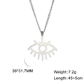 Collier avec pendentif œil ajouré en acier inoxydable et détails de cils sur chaîne en O - Argent