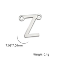 Pendentif lettre Z en acier inoxydable poli à deux trous, taille 7,06mm par 7,05mm - Couleur Acier-Z