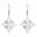 Silver stainless steel drop earrings featuring Celtic knots and mystical symbols - Ear Hook Style - Symbol Hollow / Steel