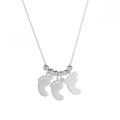 Collier en acier inoxydable poli avec perles argentées et pendentifs pieds de bébé sur chaîne - Couleur Argent (3 Empreintes)