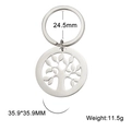 Portachiavi Albero della Vita in acciaio inossidabile lucido con anello da 24,5 mm - Argento