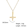 Golden stainless steel inverted cross and pentagram necklace 36x23mm pendant size - Gold