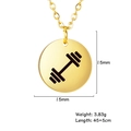 Detail view of 15mm gold barbell pendant showing dimensions and technical specifications - Gold