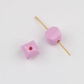 Detail of pink acrylic square bead with vertical hole for DIY jewelry making - Purple