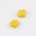 Pair of bright yellow heart-shaped alloy charms for DIY necklaces and bracelets - Large / Yellow