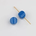 Close-up of blue glossy acrylic beads with vertical holes for DIY jewelry making - Sapphire Blue