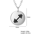Silver barbell pendant necklace with 15mm disc size and 45+5cm chain specifications - Silver