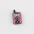 Pink walkie-talkie style acrylic bead with a smiley face design for DIY jewelry making - Black