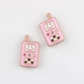 Close-up of pink acrylic walkie-talkie beads for DIY jewelry and phone chain making - Khaki