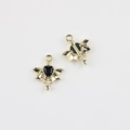 Detail of gothic bat wing heart pendant with black gemstone for DIY jewelry making - Gold Base Black Rhinestone