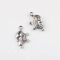 Detailed view of silver skull spider web pendants with crystal rhinestones for DIY jewelry - Silver / White Zirconia