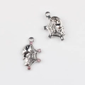Detailed view of silver skull and spider web charms with pink zircon inlays for DIY jewelry - Silver / Red