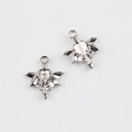Detail view showing front and back of Gothic wing heart pendant with zircon inlay - Silver / White Zirconia