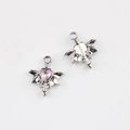 Gothic silver alloy winged heart pendant with pink crystal inlay and arrow detail - Silver / Pink