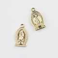 Detailed close-up of golden Virgin Mary pendants with pearls for jewelry making - Gold Base With Pearl Style