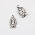 Macro detail of silver Virgin Mary charms with embedded zircons for DIY jewelry making - Silver Base With Zirconia Style