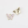 Detail von lila Emaille-Schmetterlingsanhänger mit Perle und Zirkon für DIY-Schmuck - Goldene Basis Lila