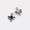 Gothic gunmetal alloy bat wing heart pendant with black gemstone for DIY jewelry crafting - Gun Black Base Black Zirconia