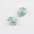 Detail of mint green and coral enamel rocking horse charms for DIY jewelry making - Silver Green