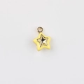 Detailed view of a yellow enamel and gold alloy star pendant for DIY jewelry making - Gold Base Yellow