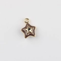 Detail of star-shaped pendant with gold metal edges and dark brown enamel inlay - Gold Base Coffee