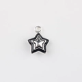 Detail of silver alloy star pendant with black enamel inlay and metal loop for DIY jewelry - Silver Base Black