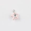 Detailed view of pink enamel star charm with silver alloy frame for DIY jewelry making - Silver Base Pink
