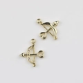 Detail of gold-plated cupid bow and arrow pendants with heart zircon stones for DIY jewelry - Gold Pave Rhinestone