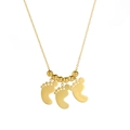Collana con ciondolo a piedini di bimbo in oro 18K lucido con perline su catena fine - Colore Oro (3 Impronte)