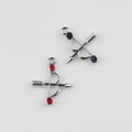 Detail von Bogen- und Pfeilanhängern aus Silberlegierung mit Zirkonia-Inlay für DIY-Schmuck - Silber / Rot