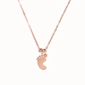 Collana in acciaio inossidabile oro rosa con ciondolo a piedino e due perle - Oro Rosa (1 Impronta)