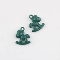 Detail of dark green rocking horse pendants with polished finish for DIY jewelry - Dark Green