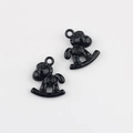 Pair of black rocking horse charms with coin pattern for DIY jewelry and crafts - Black