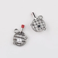 Detailed macro view of alloy ping pong racket pendants with white pearls and rhinestones - Table Tennis Racket Style (Silver) / Silver