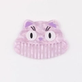 Vue détaillée d'un peigne chat en acétate avec motif marbré violet et visage mignon - Violet