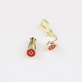 Detailed view of red enamel clip-on earrings with golden metal and diamond cutout - Clip-on Earring (Gold) / Gold