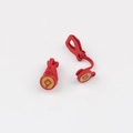 Detail of red and yellow geometric clip-on earrings with matte finish for DIY jewelry - Clip-on Earring (Red) / Red