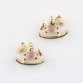 Detailed view of pink winged rocking horse charms with gold metal edges for DIY jewelry - Gold Khaki