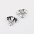 Detail of gothic alloy bat wing heart pendants with glitter enamel for DIY jewelry - Silver Base Black