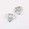 Detail of gothic bat wing heart charms with enamel inlay and rhinestone accents - Silver Base White