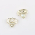 Detailed view of alloy bat wing heart pendants with dripping oil and zircon inlays - Gold Base White