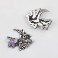 Détails du pendentif papillon lune en argent antique avec paillettes pour bijoux DIY - Base Argent Antique Violet