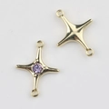 Detail of gold-plated star connector with purple zircon for DIY jewelry making - Gold Purple Zirconia