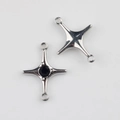 Detail of silver alloy star connector charm with black zircon for DIY jewelry making - Silver/Black Zirconia